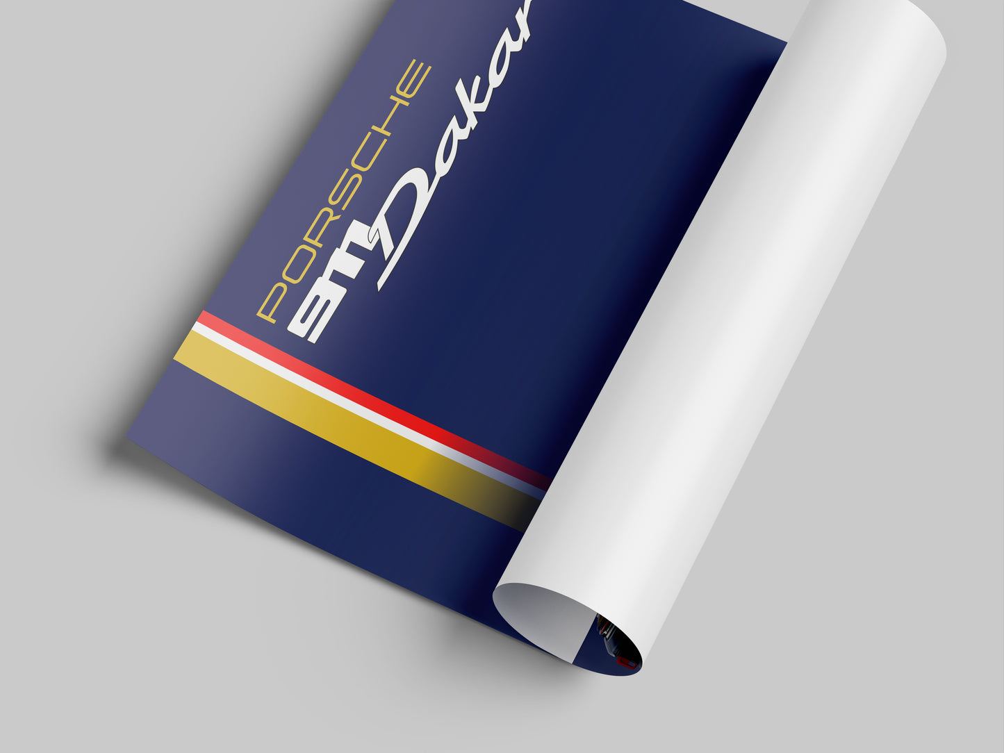 rolled up print of porsche dakar poster