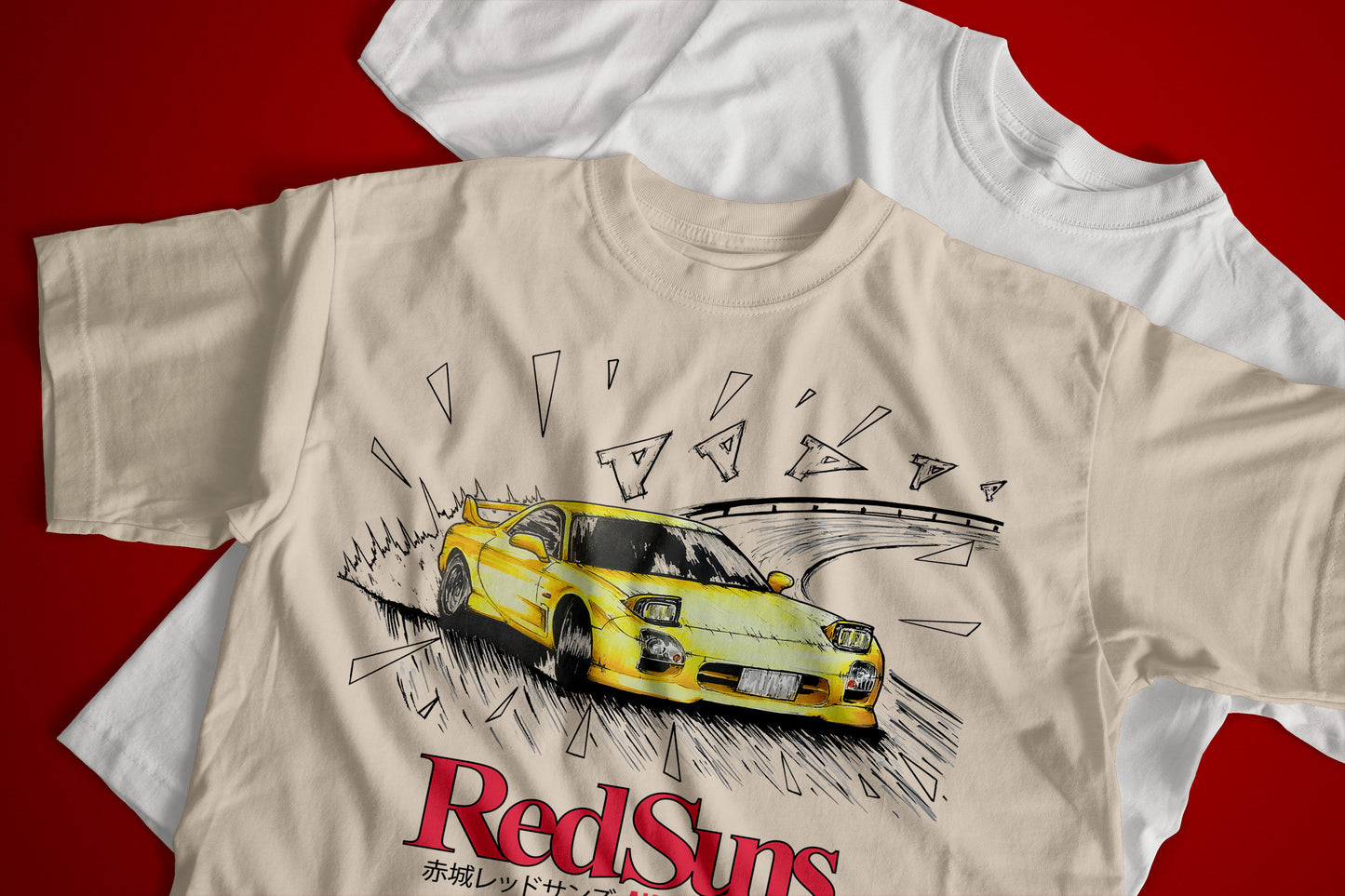 initial d rx7 tshirt in sand colour