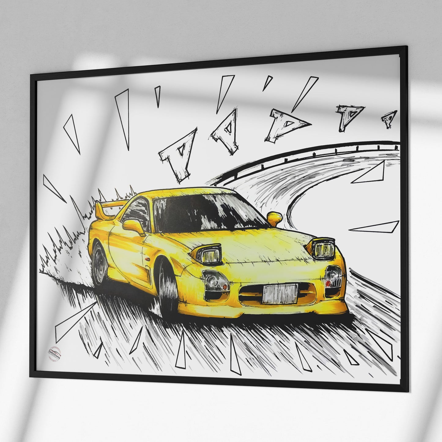 initial d mazda rx7 poster in balck frame jdm