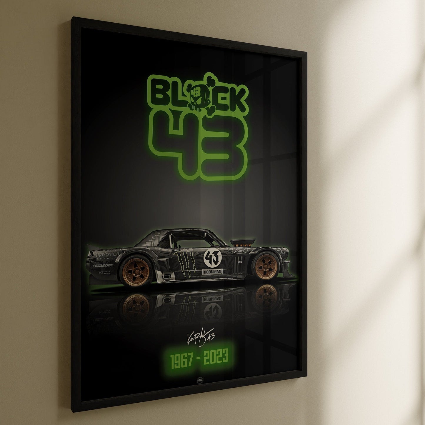 ken block poster in frame on wall