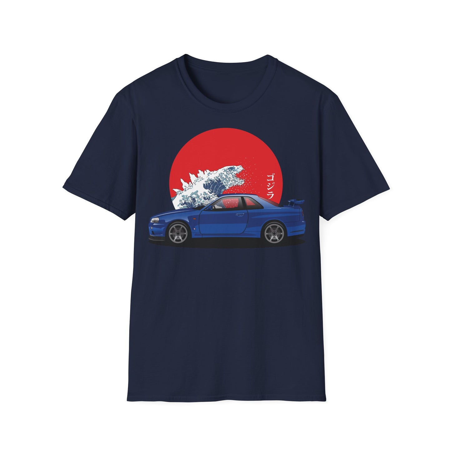 Nissan Skyline GT-R R34 Godzilla T-shirt by CoolCarDrawing