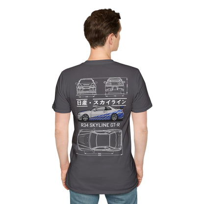 Skyline R34 Blueprint T-shirt