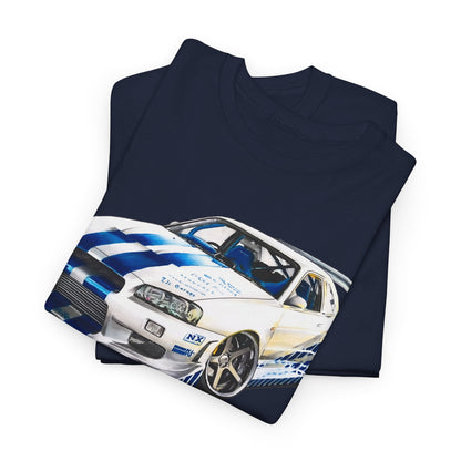 Nissan Skyline GT-R R34 T-shirt by CoolCarDrawing