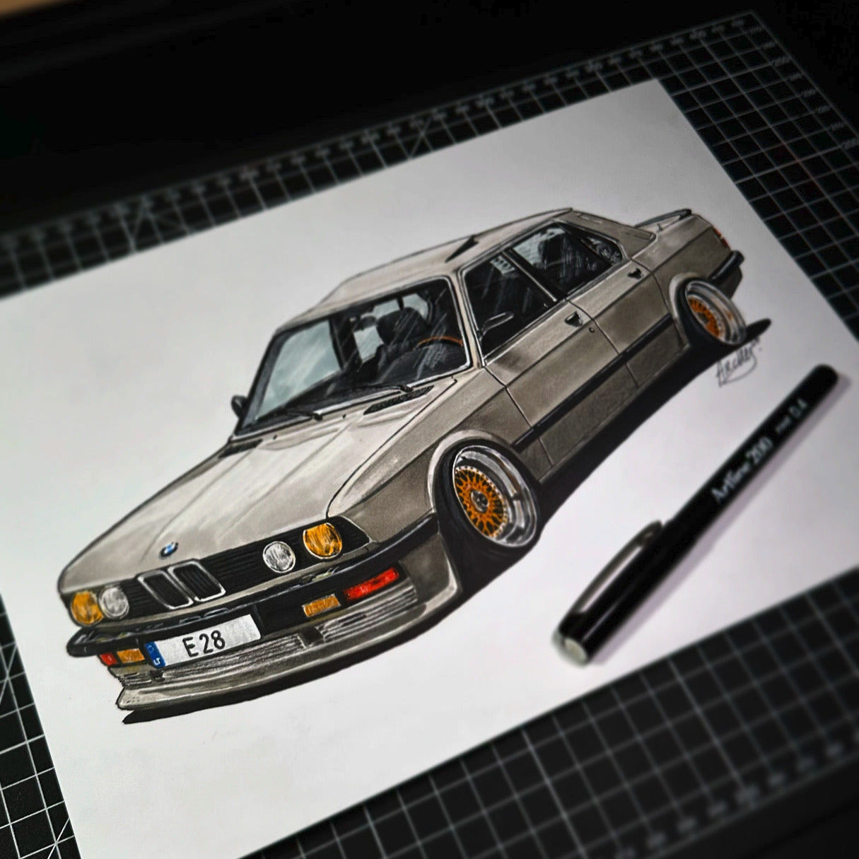 Custom Car Artwork Commission – Bespoke Hand-Drawn Automotive Portrait