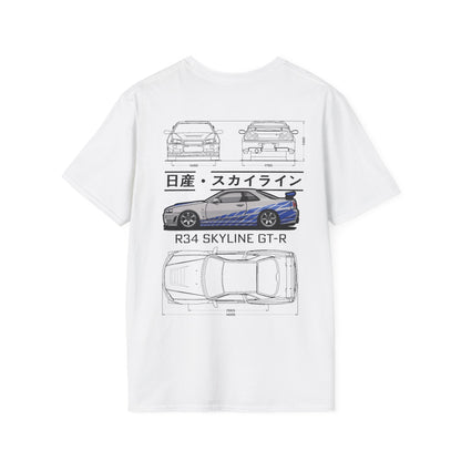 Skyline R34 Blueprint T-shirt