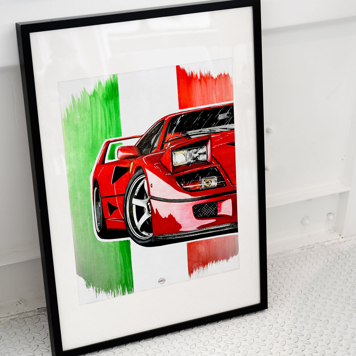 Ferrari F40 poster in black frame 