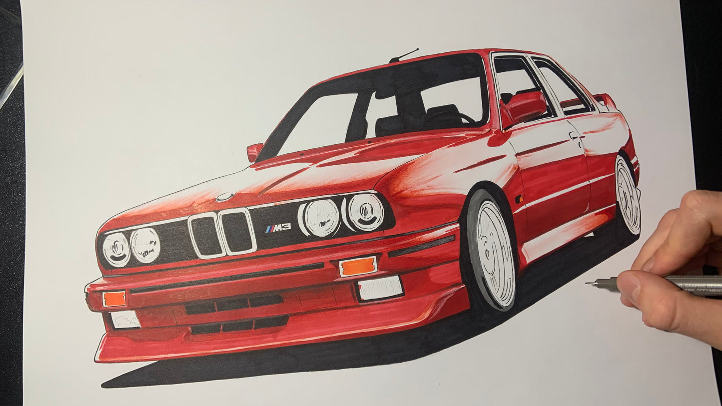 Custom Car Drawing from your photo- Unique gift for car lover!