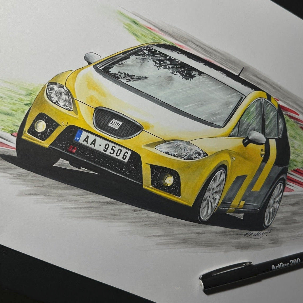 Custom Car Artwork Commission – Bespoke Hand-Drawn Automotive Portrait