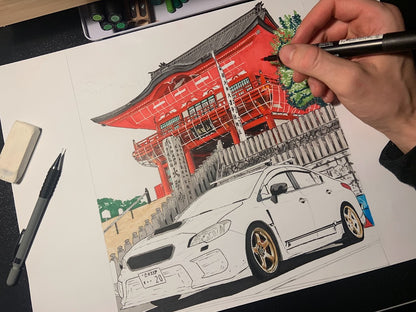 Custom Car Drawing from your photo- Unique gift for car lover!