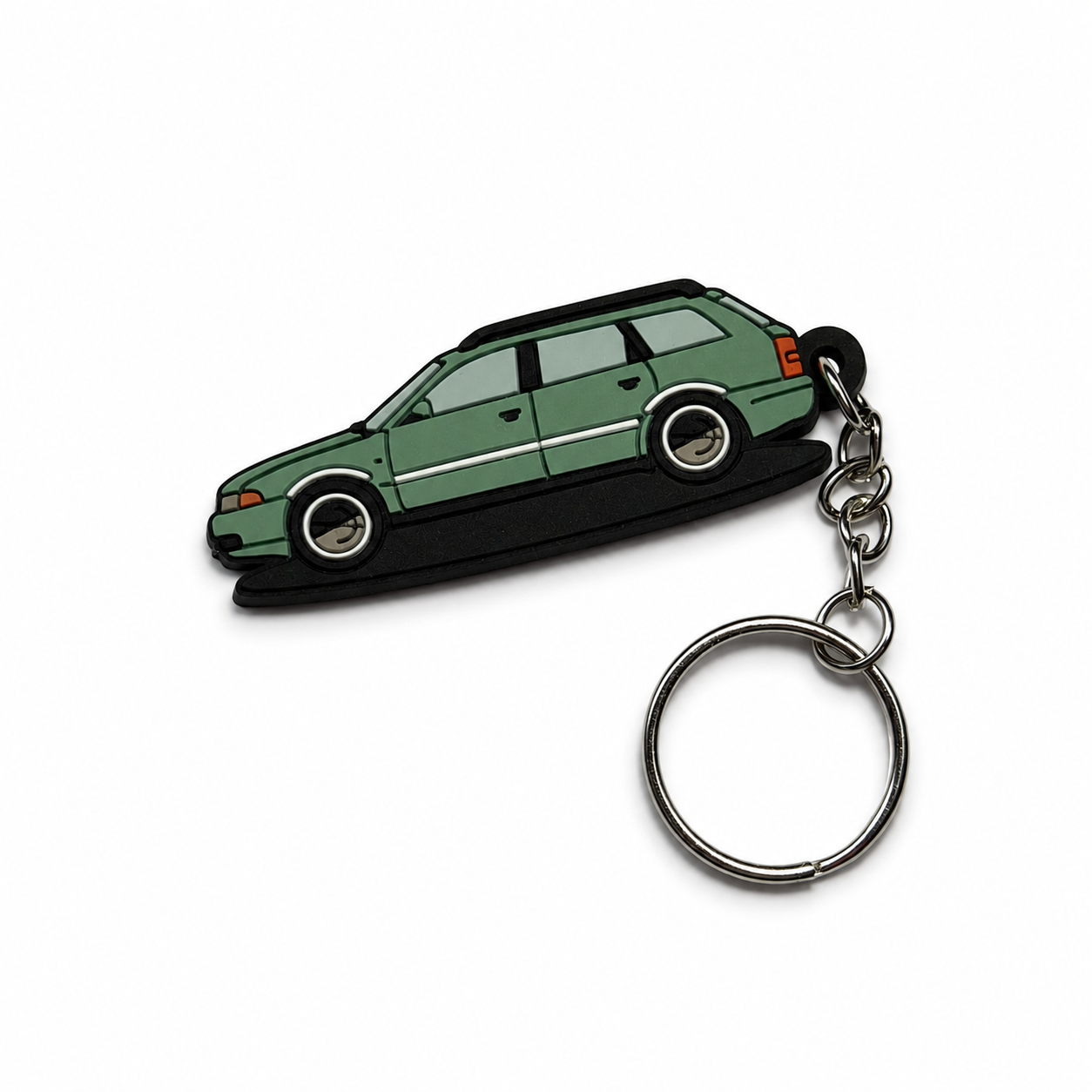 Green AUDI A4 avant car keychain in green colour with metal ring