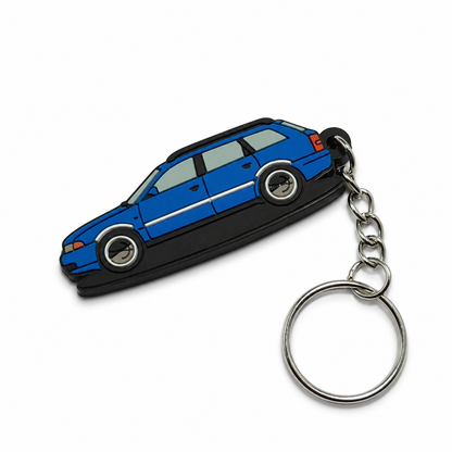 Blue Audi A4 avant car keychain with metal keyring