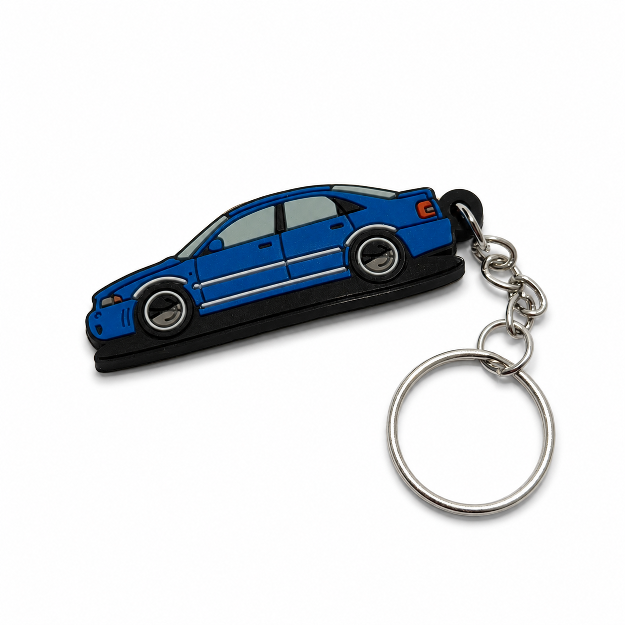 Blue Audi A4 car keychain in blue color with metal ring
