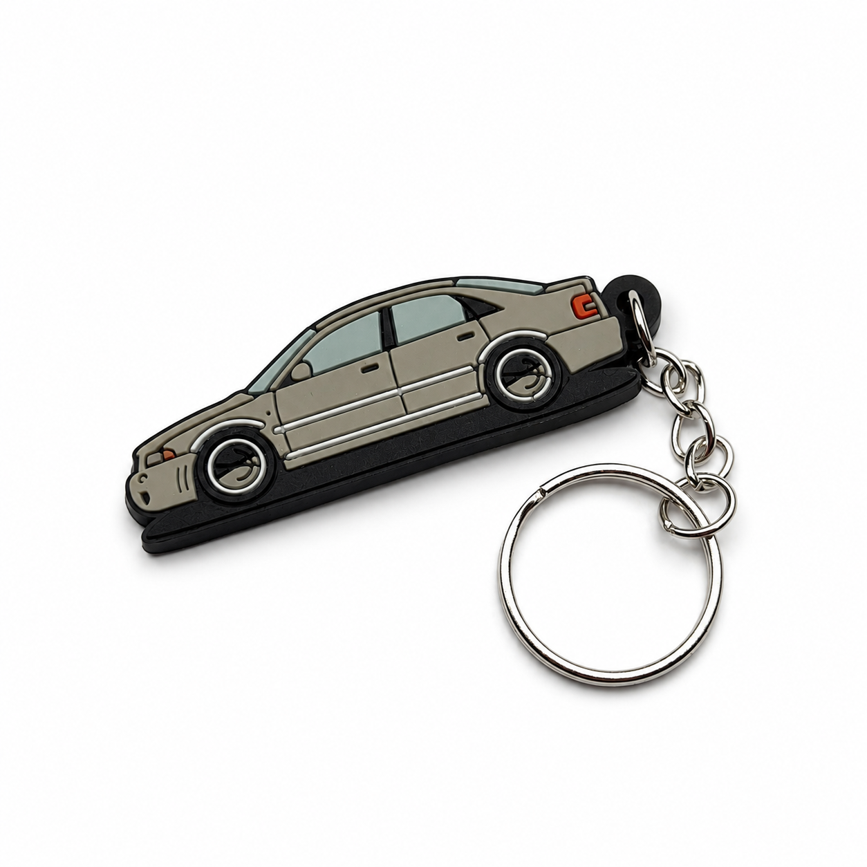 Grey AUDI A4 sedan car keychain with metal ring