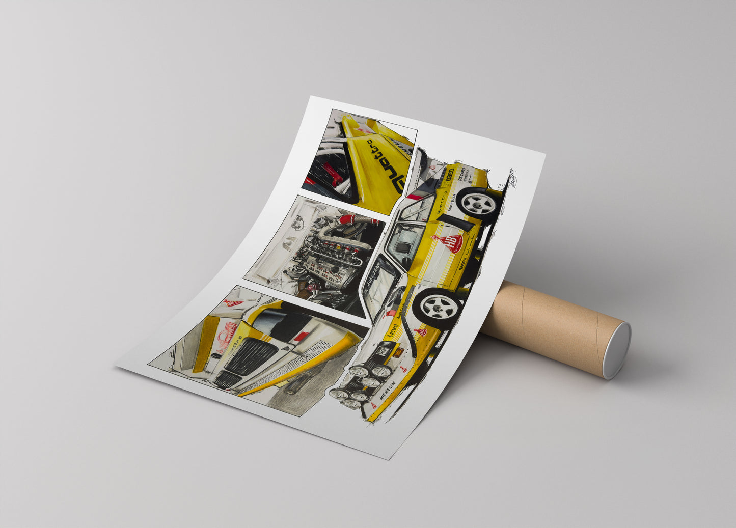 audi quattro s1 rally poster on carboard tube