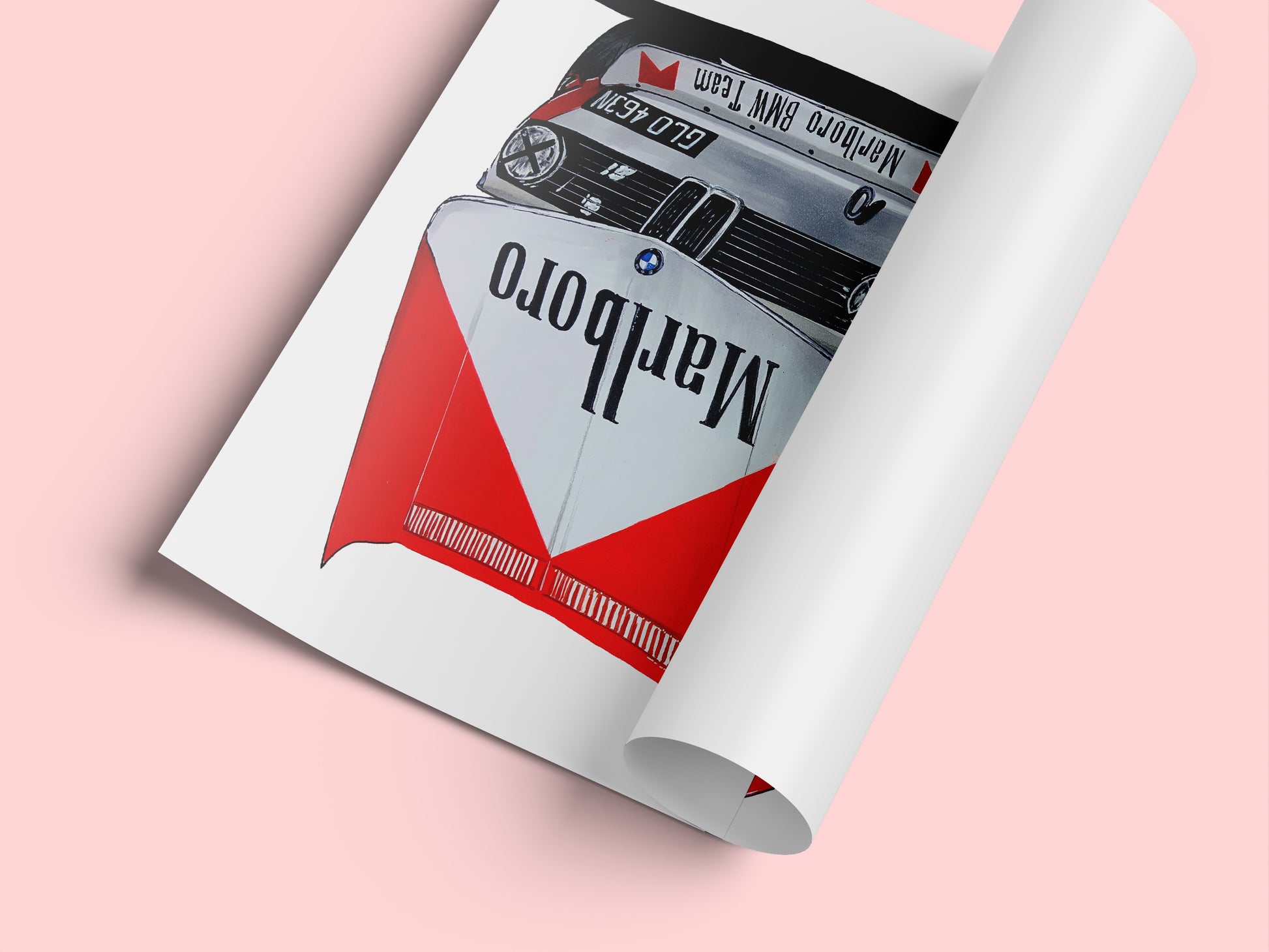 rolled up bmw marlboro poster