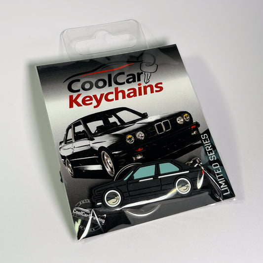 black bmw e36 keychain in plastic bag, pvc car keychain