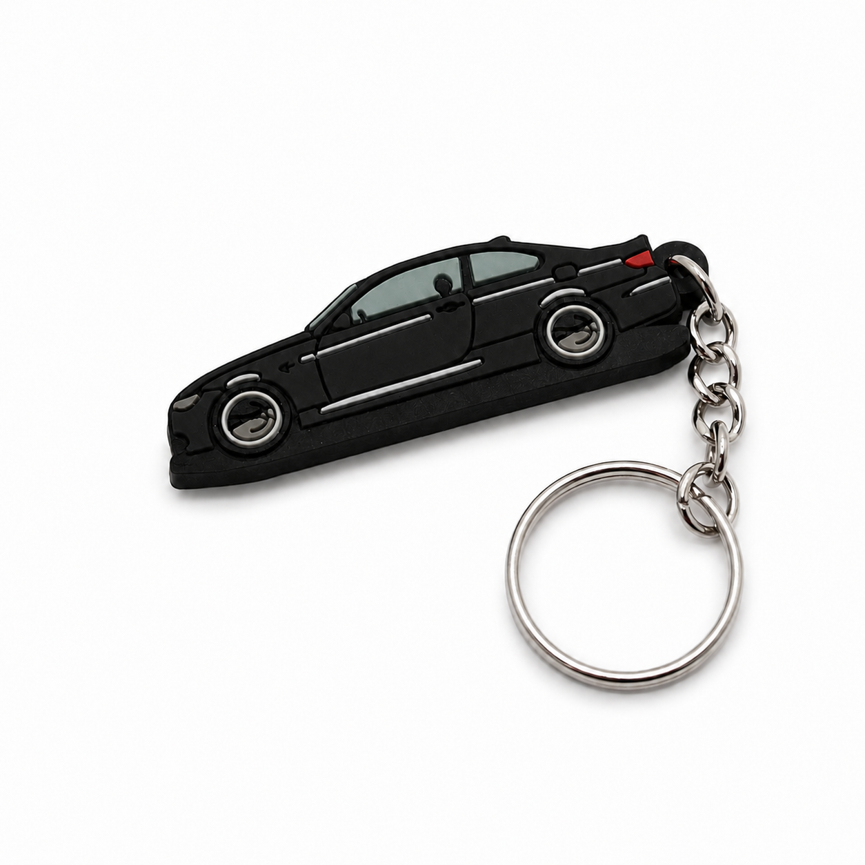 Black BMW E92 keychain with metal ring