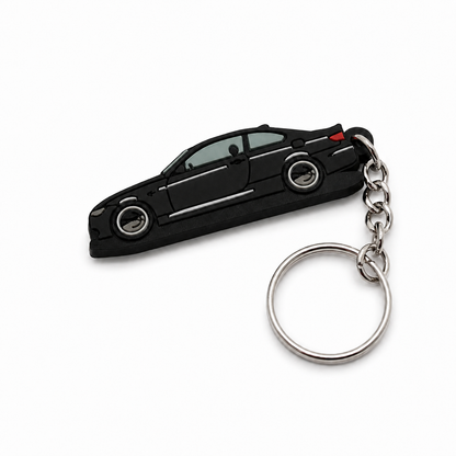 Black BMW E92 keychain with metal ring
