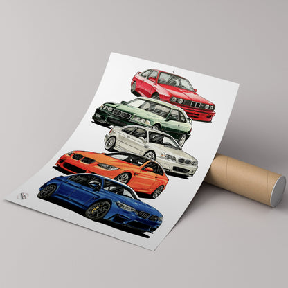 BMW M3 Generation Poster Reprint