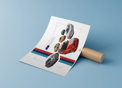 BMW M3 Family Poster Reprint