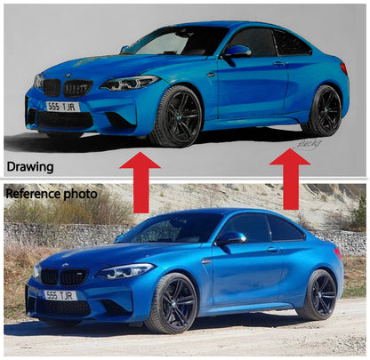 gift idea for car lover, car drawing from photo