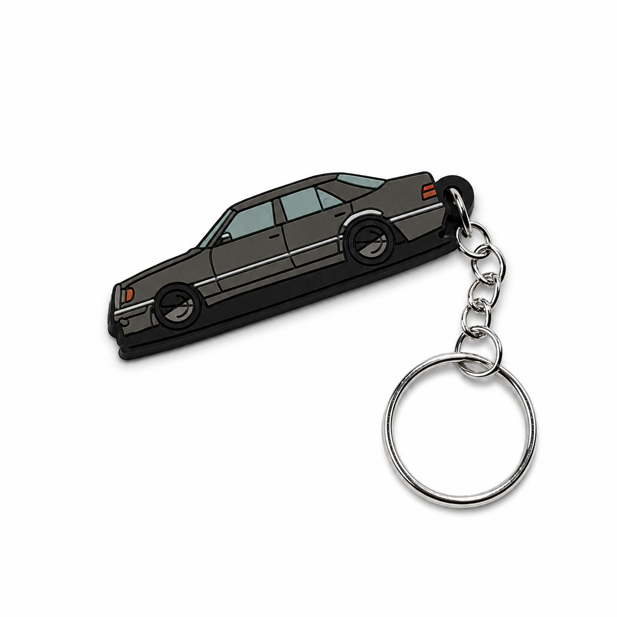 Brown Mercedes E500 W124 car keychain with metal ring