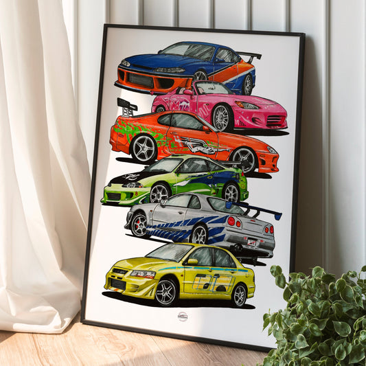 fast and furious poster in black frame