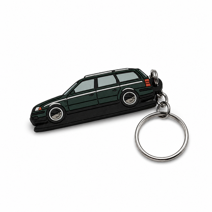 Green VW Passat keychain with metal ring