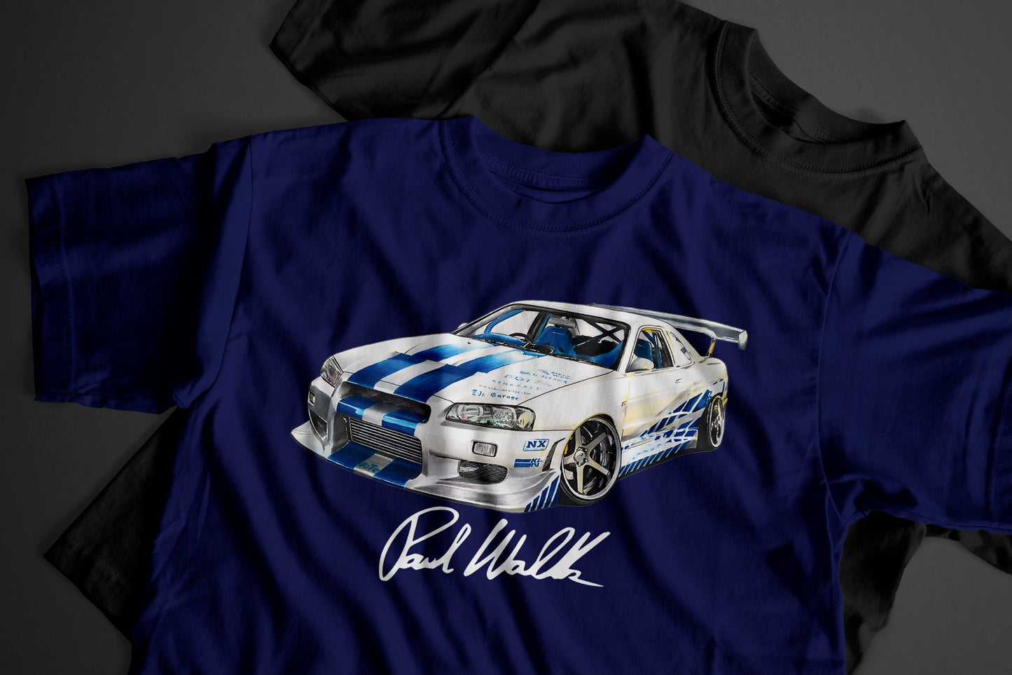 Nissan Skyline GT-R R34 T-shirt by CoolCarDrawing