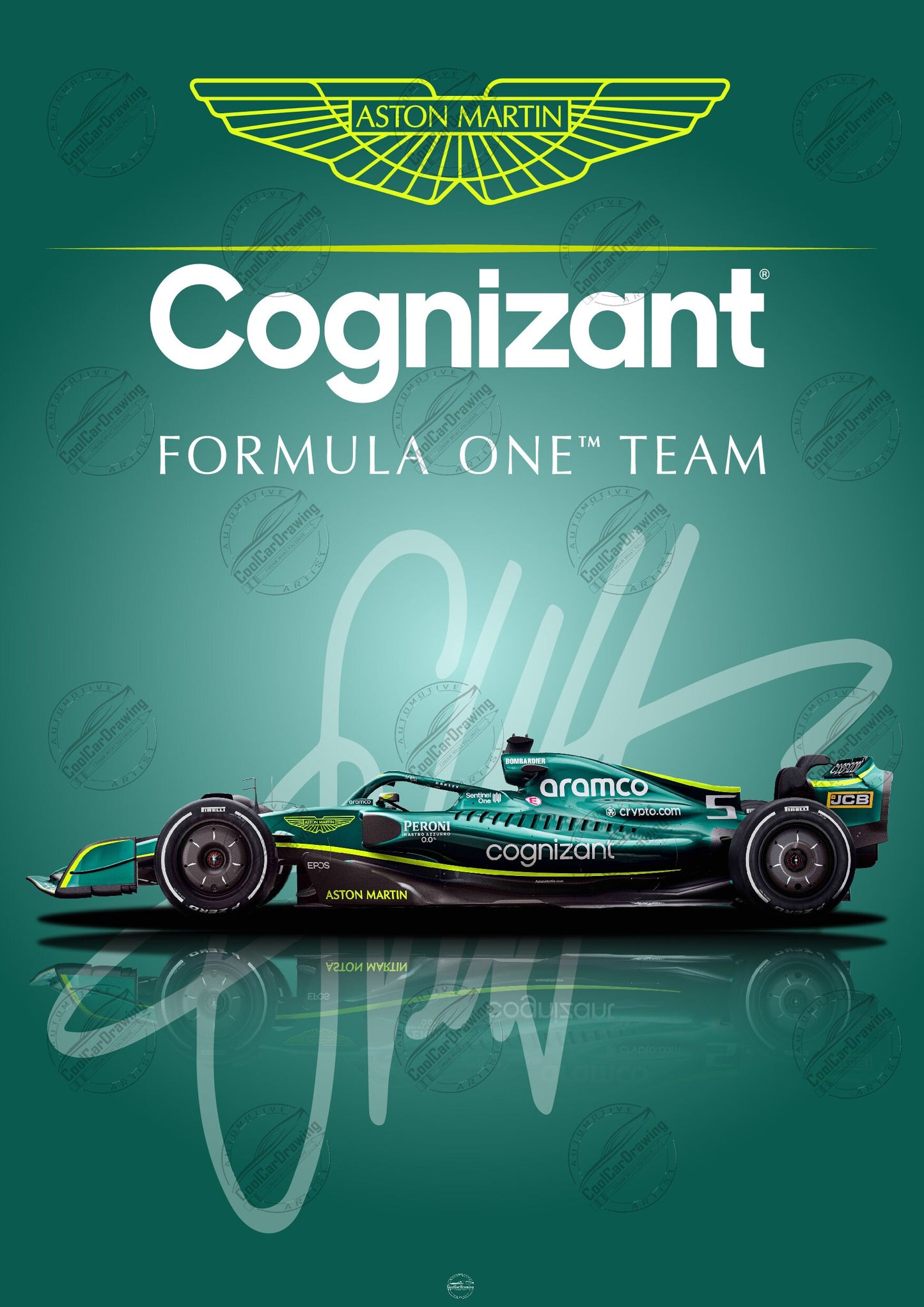 F1 Aston Martin Sebastian Vettel Digital Poster