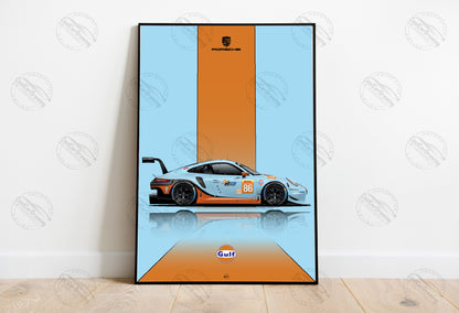 Porsche 911 RSR Gulf Racing Digital Poster