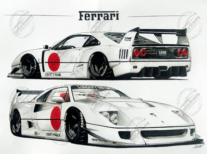 Ferrari F40 LBWK Poster Reprint