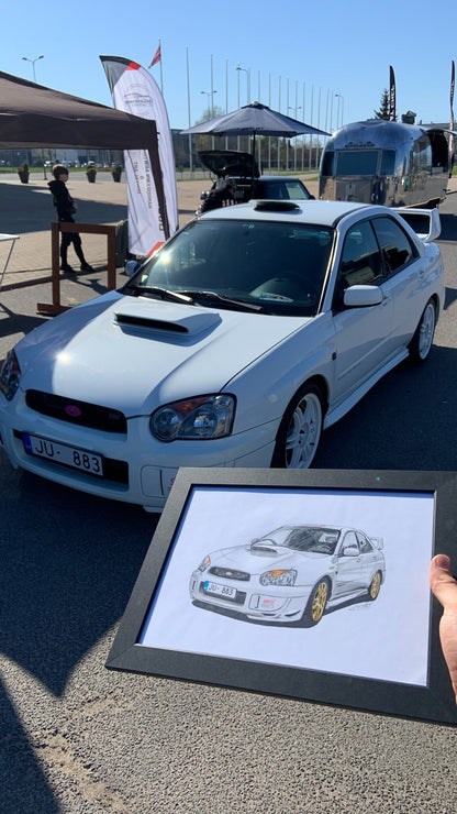 Custom Car Drawing from your photo- Unique gift for car lover!