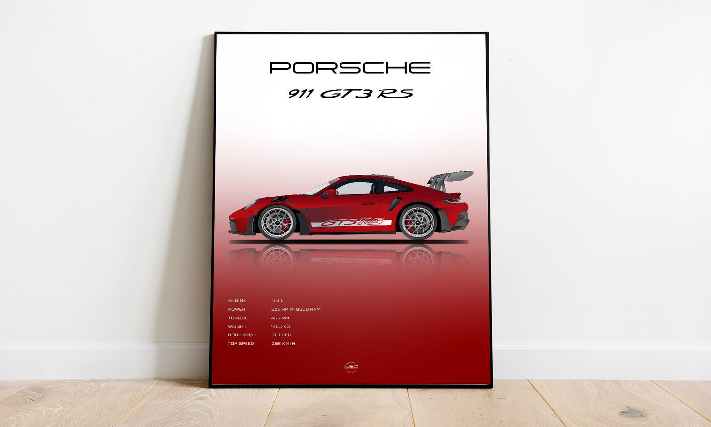 Porsche 911 GT3RS Spec Poster