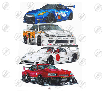 LBWK Collage Set of 4 cars Reprint