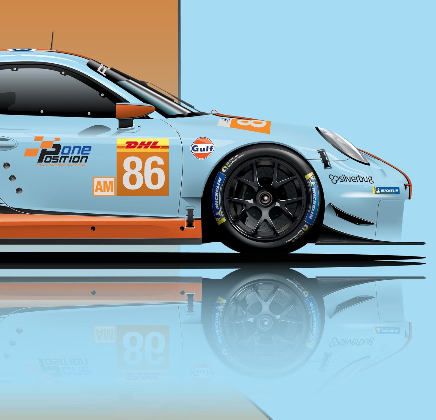 Porsche 911 RSR Gulf Racing Digital Poster