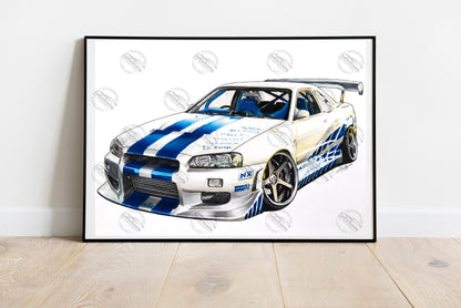 Original Nissan Skyline GT-R R34 F&F Drawing