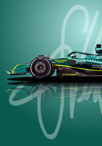 F1 Aston Martin Sebastian Vettel Digital Poster