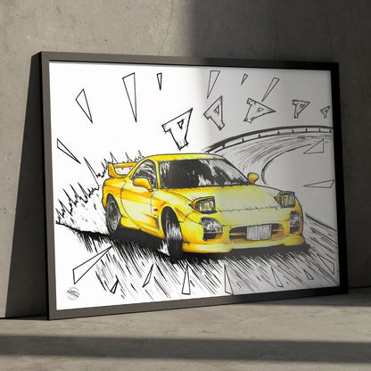 Mazda RX7 FD3S Initial Poster Reprint