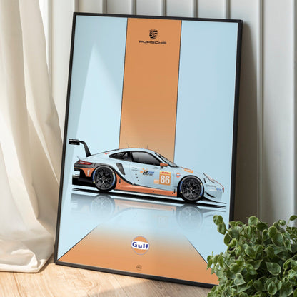 Porsche 911 RSR Gulf Racing Digital Poster