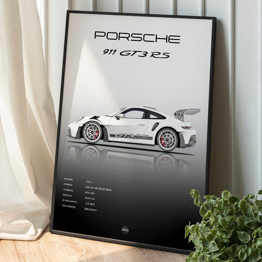 Porsche 911 GT3 RS Specification Digital Poster