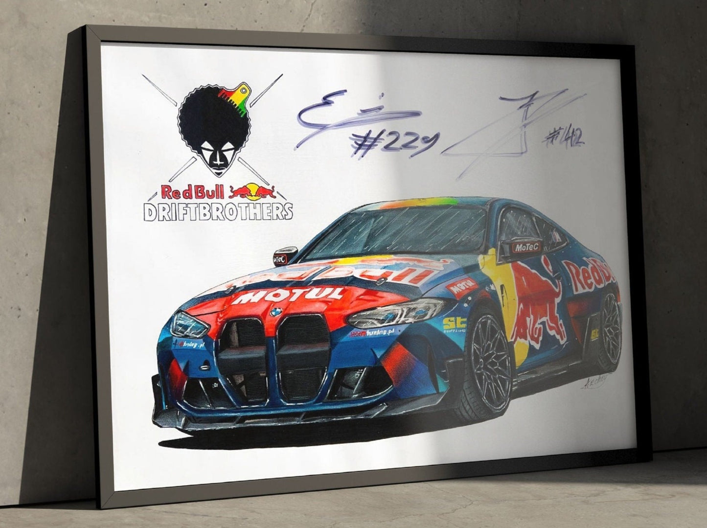 Original BMW M4 Drawing Signed by RedBull DriftBrothers