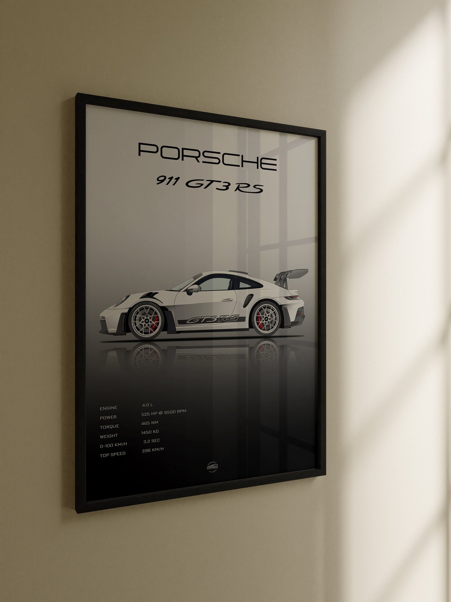 Porsche 911 GT3 RS Specification Digital Poster