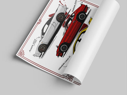 rolled print of jdm legends poster
