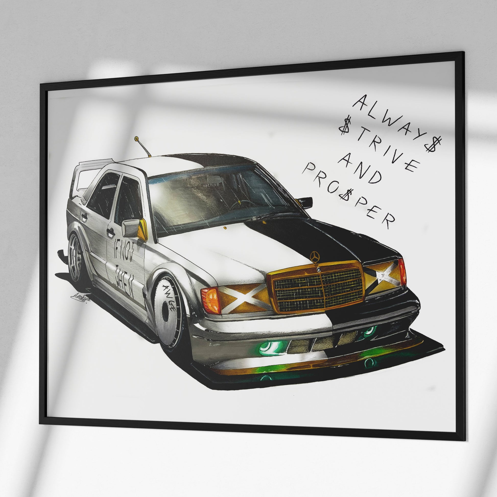 mercedes asap rocky e190 poster in black frame