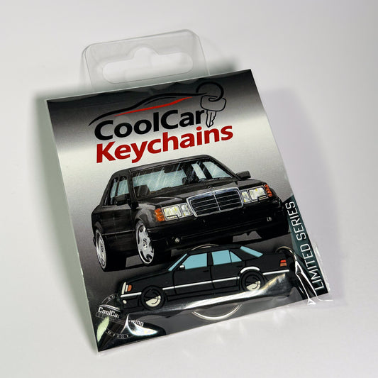 black mercedes benz e500  w124 keychain in plastic bag