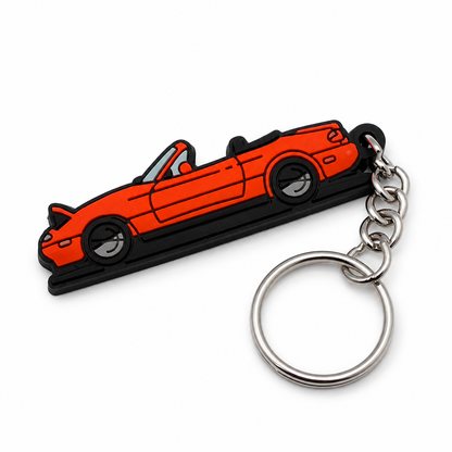 Red Mazda Miata car keychain with metal ring