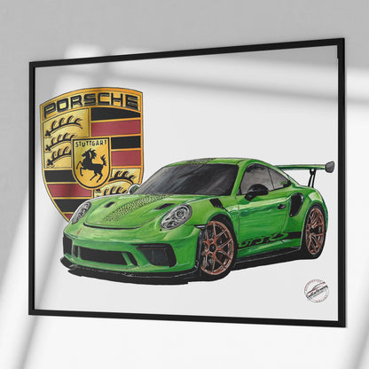 Porsche gt3 rs poster logo porsche car poster