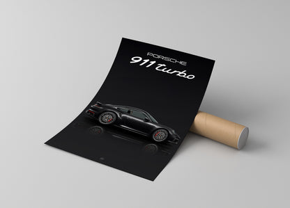 Porsche 911 Turbo Black Digital Poster