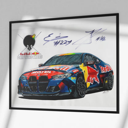 red bull driftbrothers bmw poster in frame